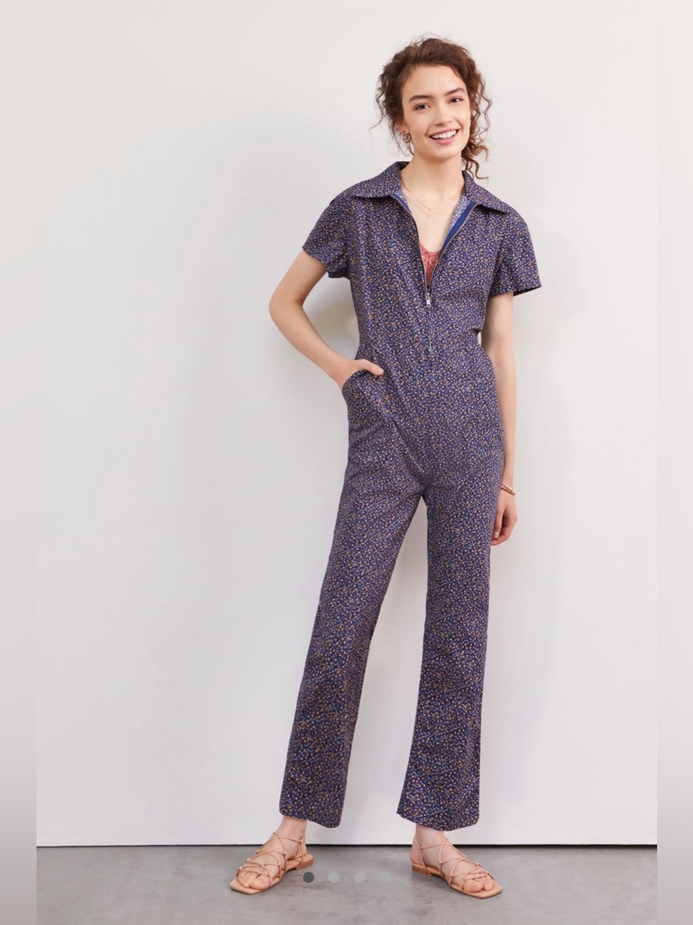 NWT Anthropologie Afternoon Floral Zip Jumpsuit - Size L